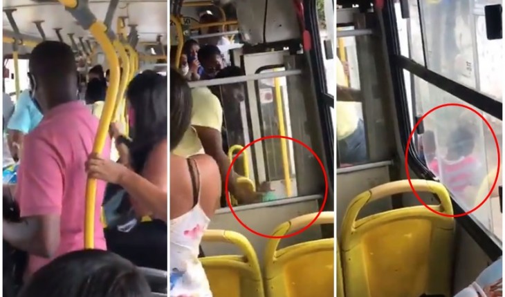 Mulher sem ausência de máscara entra em ônibus